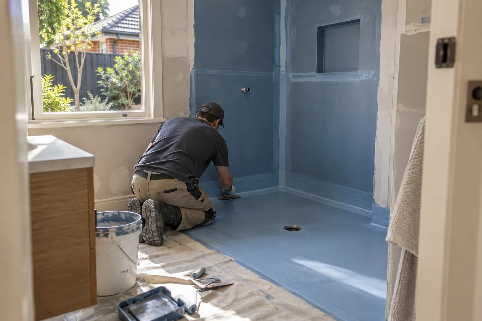 Illustrative wet-area waterproofing setting in Melbourne